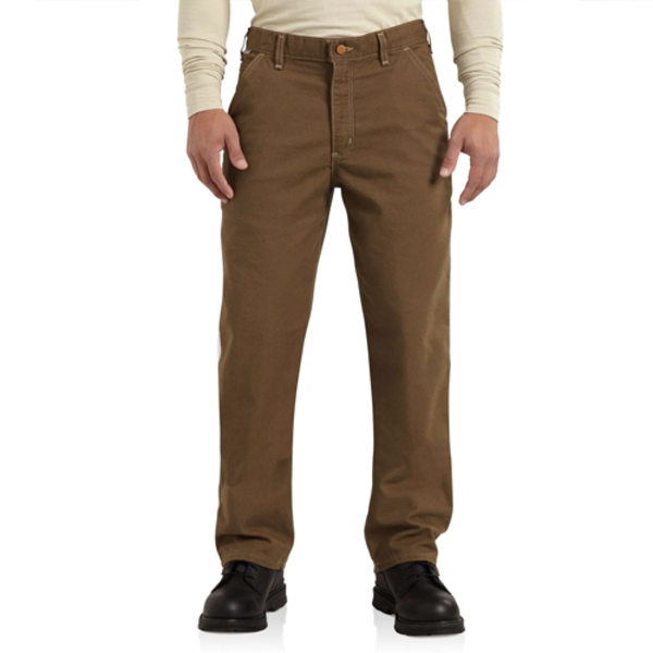 Carhartt Washed Duck FR Work Dungaree in mid brown